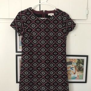Loft shift Dress size XS purple, black, cream